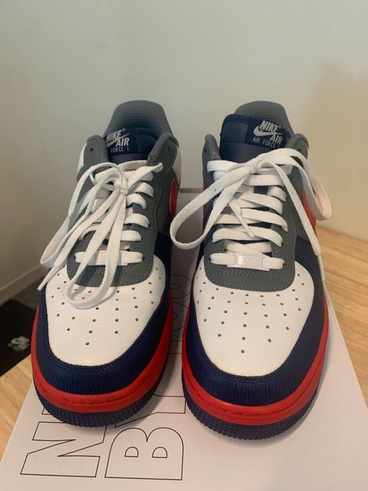 Size 12 Women's Blue White Red and Gray Air Force 1s