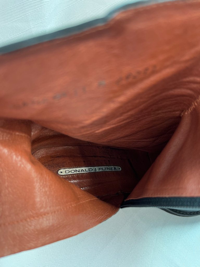 Donald J Pliner Black Calf/Silk Elastic Size 11