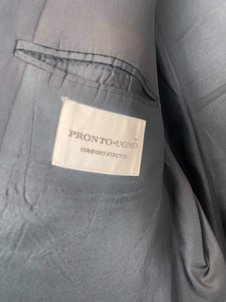 Pronto Uomo Black 50L Jacket and 46 Waist Pant Suit