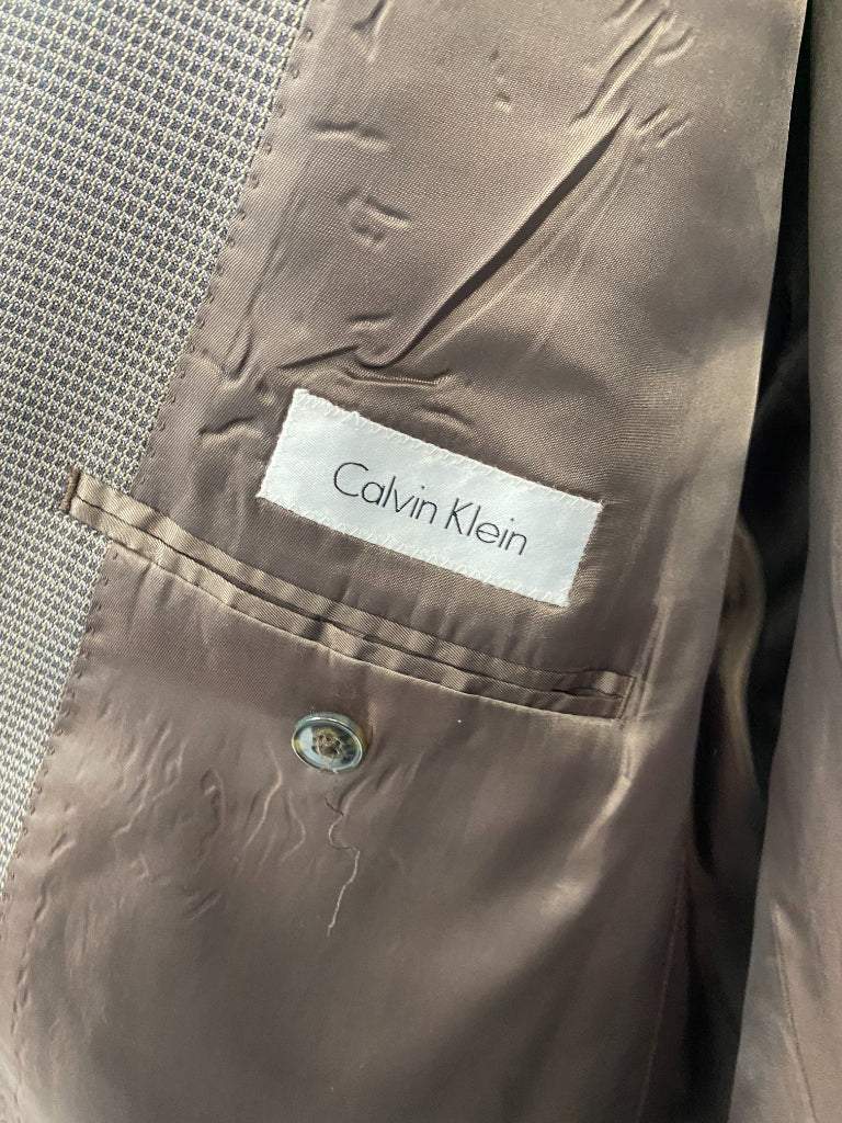 Calvin Klein 50L Gray And Brown Men's Sport Coat