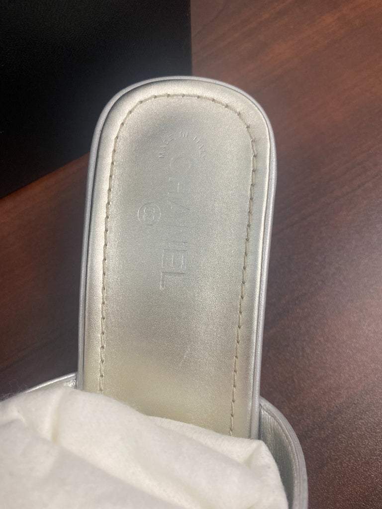 AUTHENTIC Silver Size 41.5 Chanel Mules