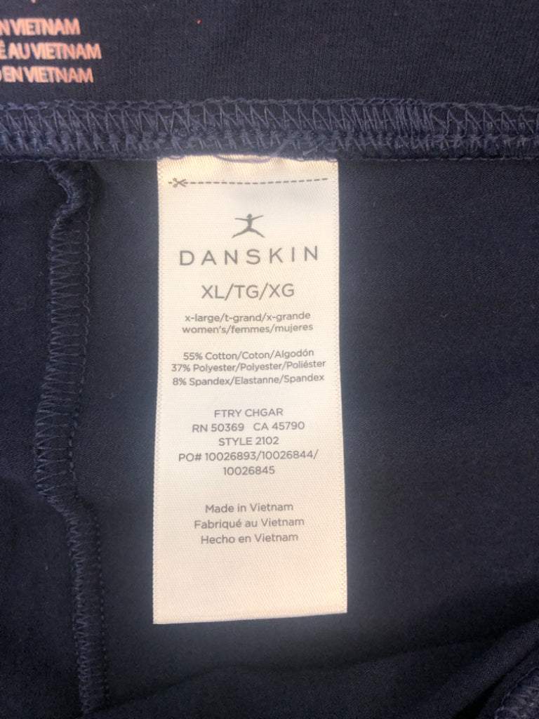 Danskin Size XL Navy Blue Cotton Blend Ankle Leggings NWT