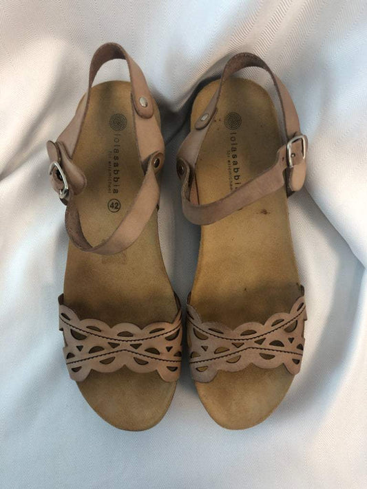 Lola Sabbia Size 11 (UK Size 42) Beige Leather Sandals