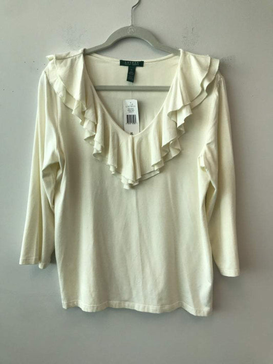 Ralph Lauren Size XL Rayon Blend Cream Blouse NWT