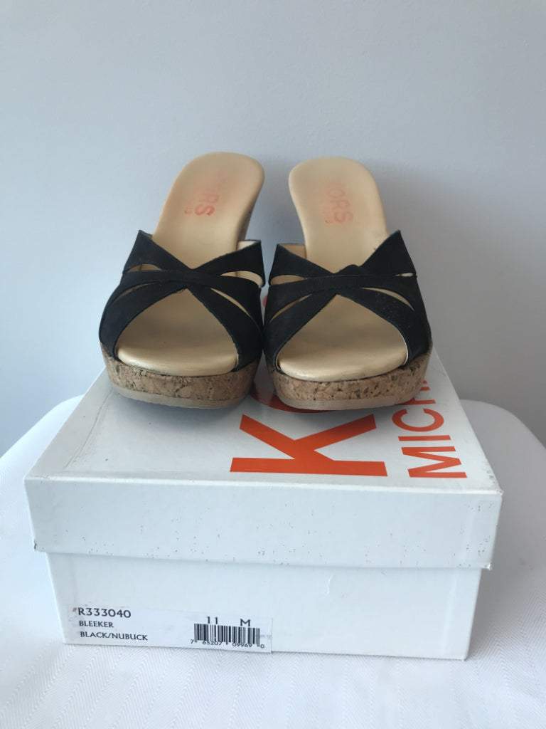 KORS Michael Kors Size 11 Black Cork Wedges NWT