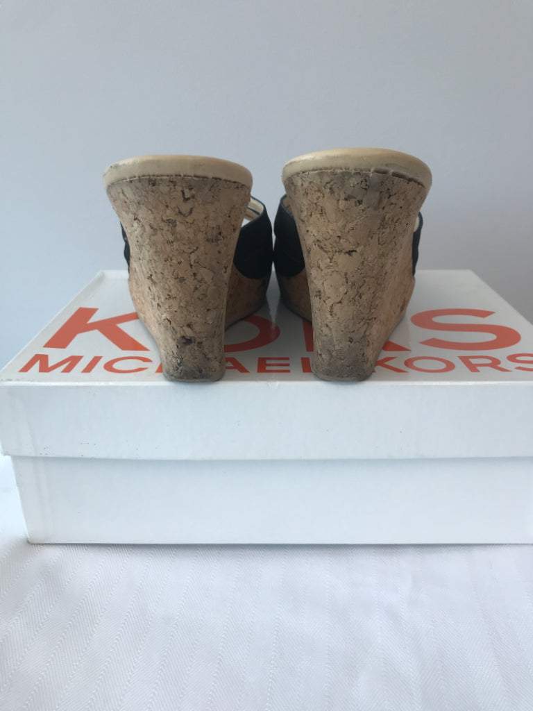 KORS Michael Kors Size 11 Black Cork Wedges NWT
