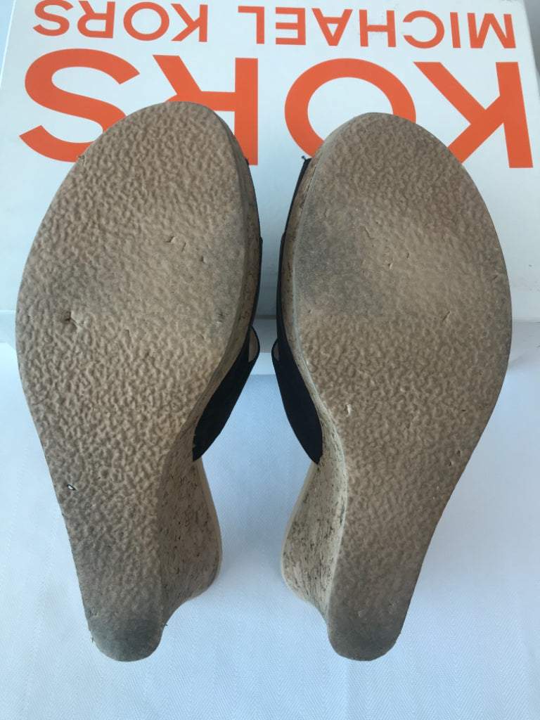 KORS Michael Kors Size 11 Black Cork Wedges NWT