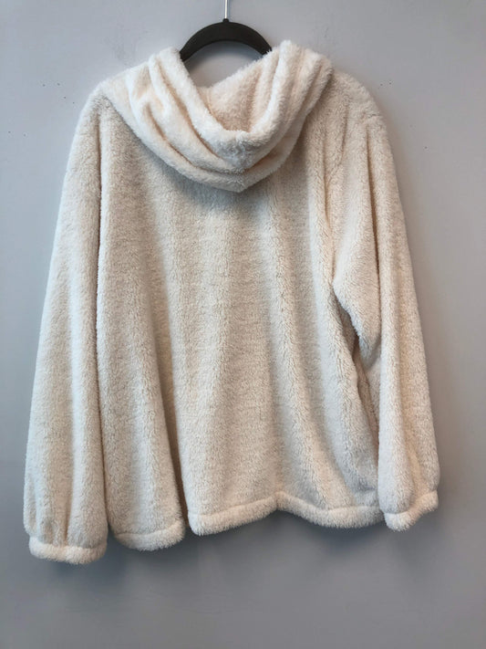 Bobeau White 1X Polyester Zip Up Sweatshirt (NWT)