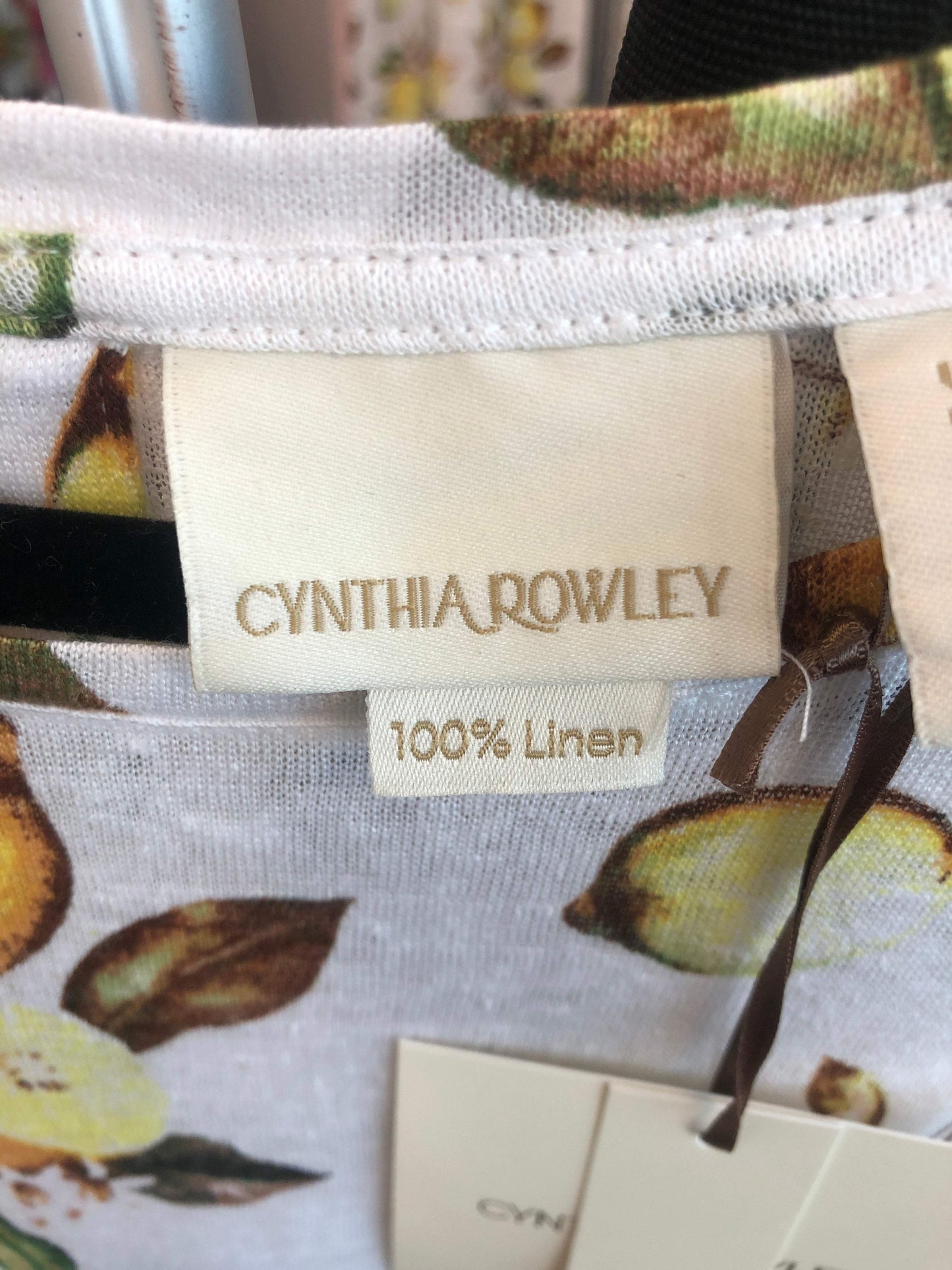 Cynthia Rowley 2X Lemon Patterned Linen Shirt (NWT)