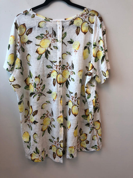 Cynthia Rowley 2X Lemon Patterned Linen Shirt (NWT)