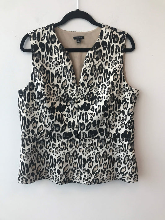 Ann Taylor Size 14 Cream Leopard Print Blouse