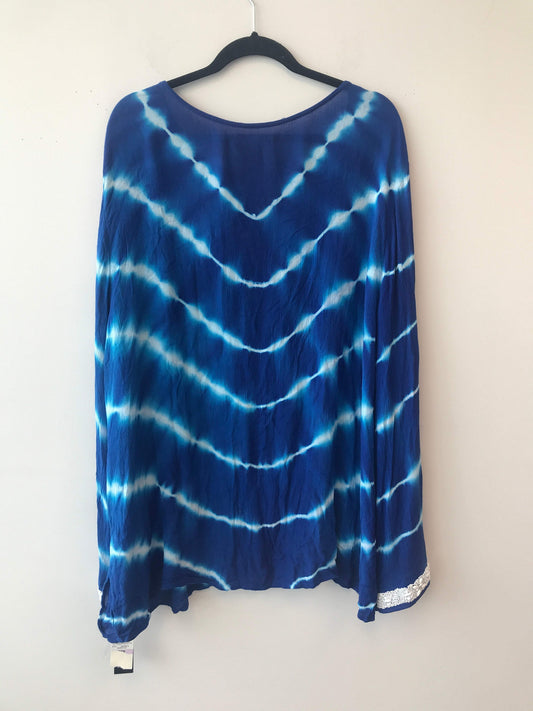 International Concepts Size 22 Viscose Blue Tie Dye Blouse NWT