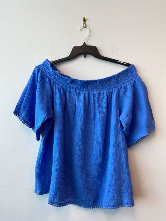 RACHEL Rachel Roy 2X Blue Cotton Top NWT