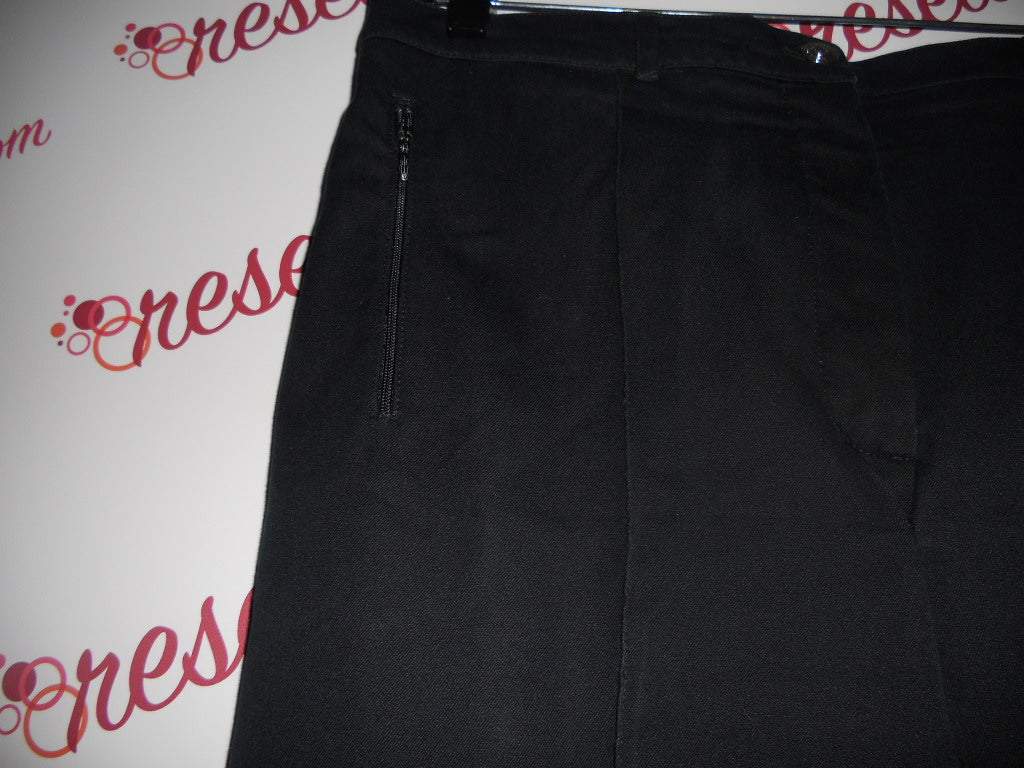 St. John Size 12 Black Cotton Blend Casual Pants