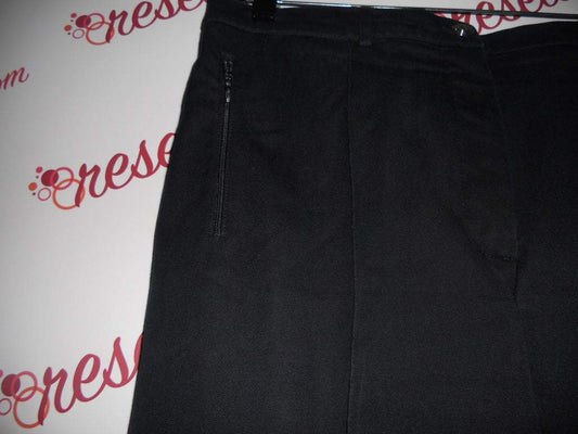 St. John Size 12 Black Cotton Blend Casual Pants