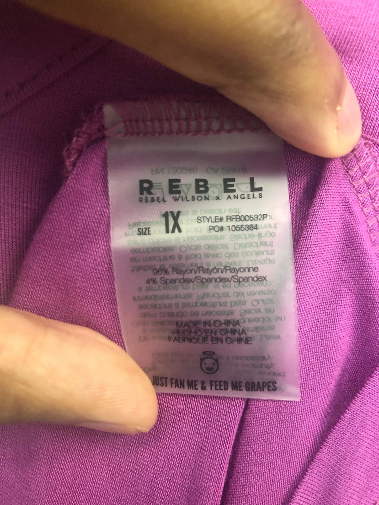 Rebel Wilson Size 1X Purple Rayon Blend Blouse