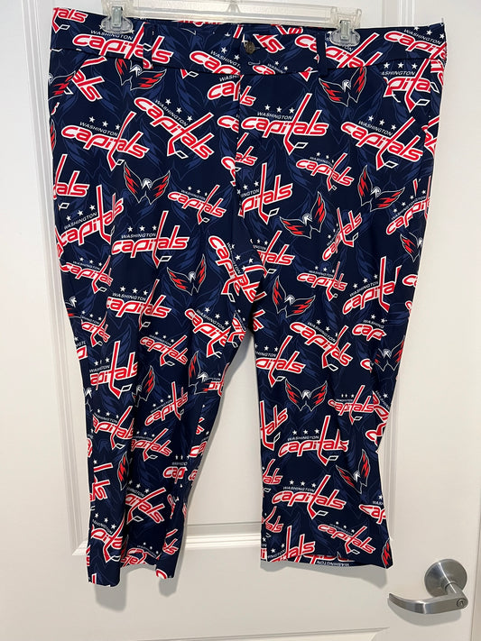 Custom Loudmouth Ladies Golf Capri Pants 18 X 22L Washington Capitals Print