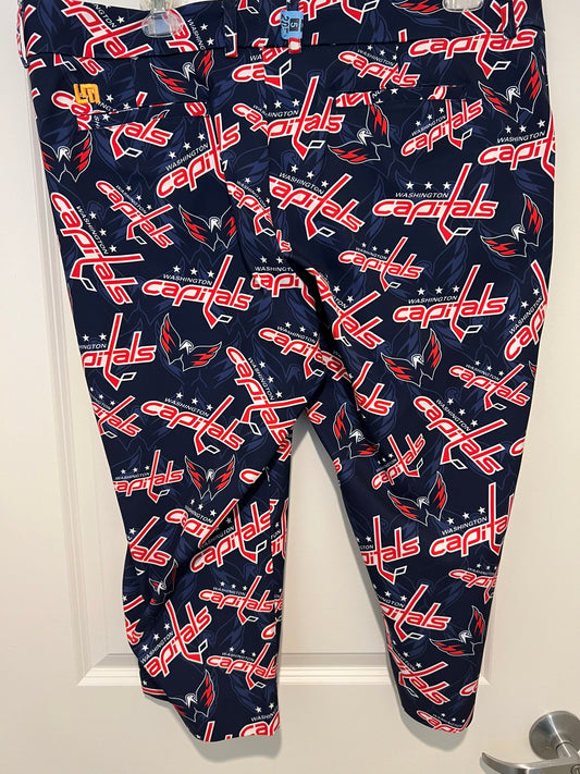 Custom Loudmouth Ladies Golf Capri Pants 18 X 22L Washington Capitals Print