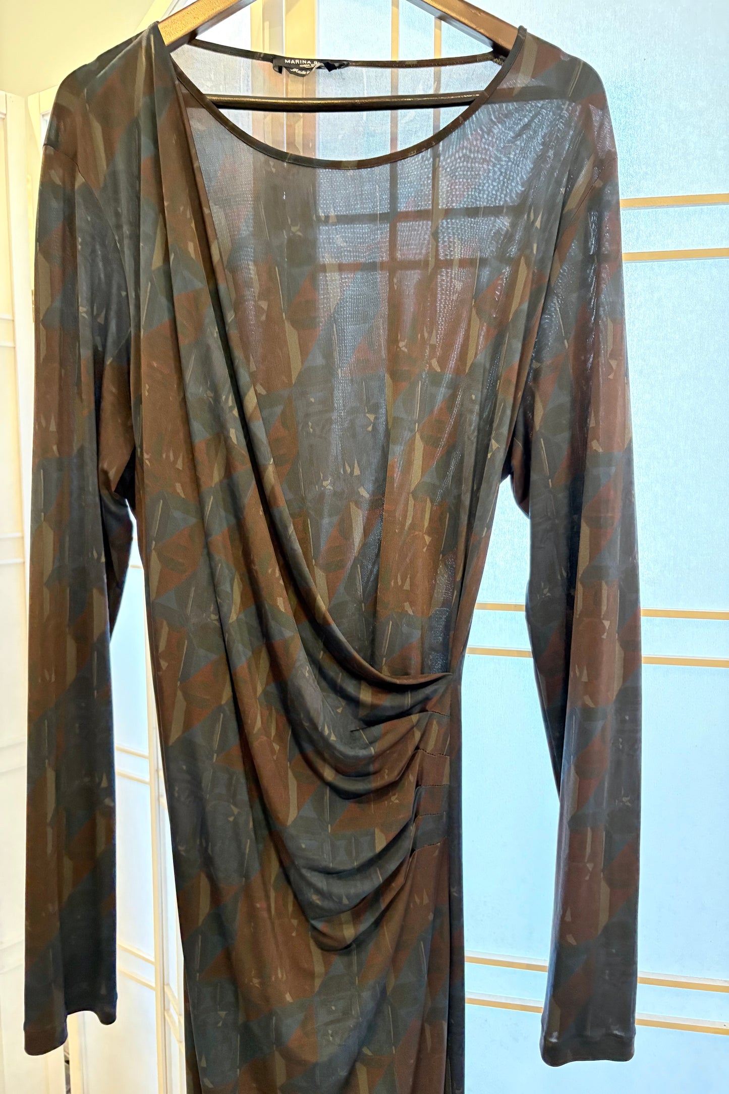 Marina Rinaldi Sport Brown & Blue Abstract Pattern, Wrap Style Dress Size L / 16
