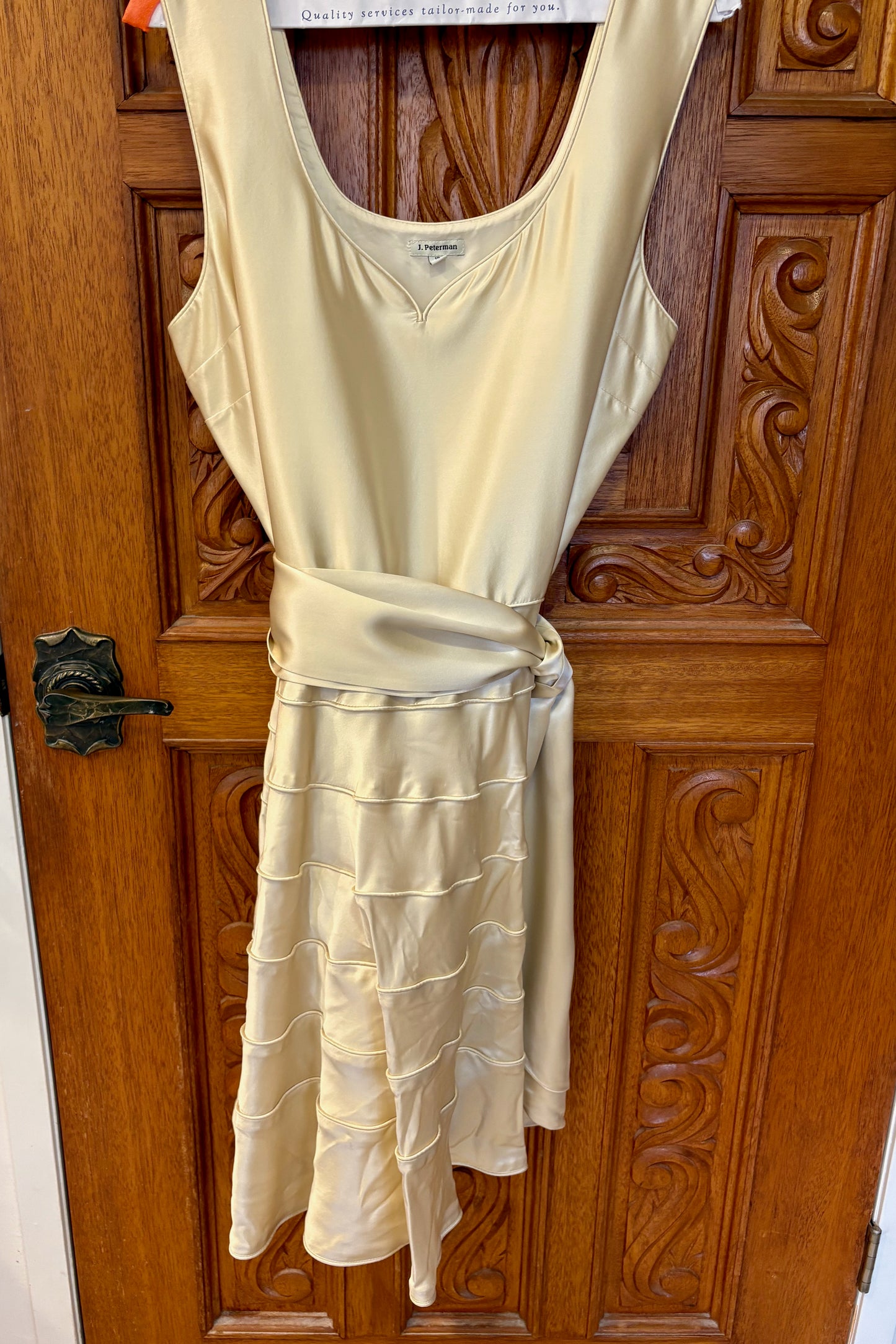 J. Peterman Cream Satin Dress Size 18