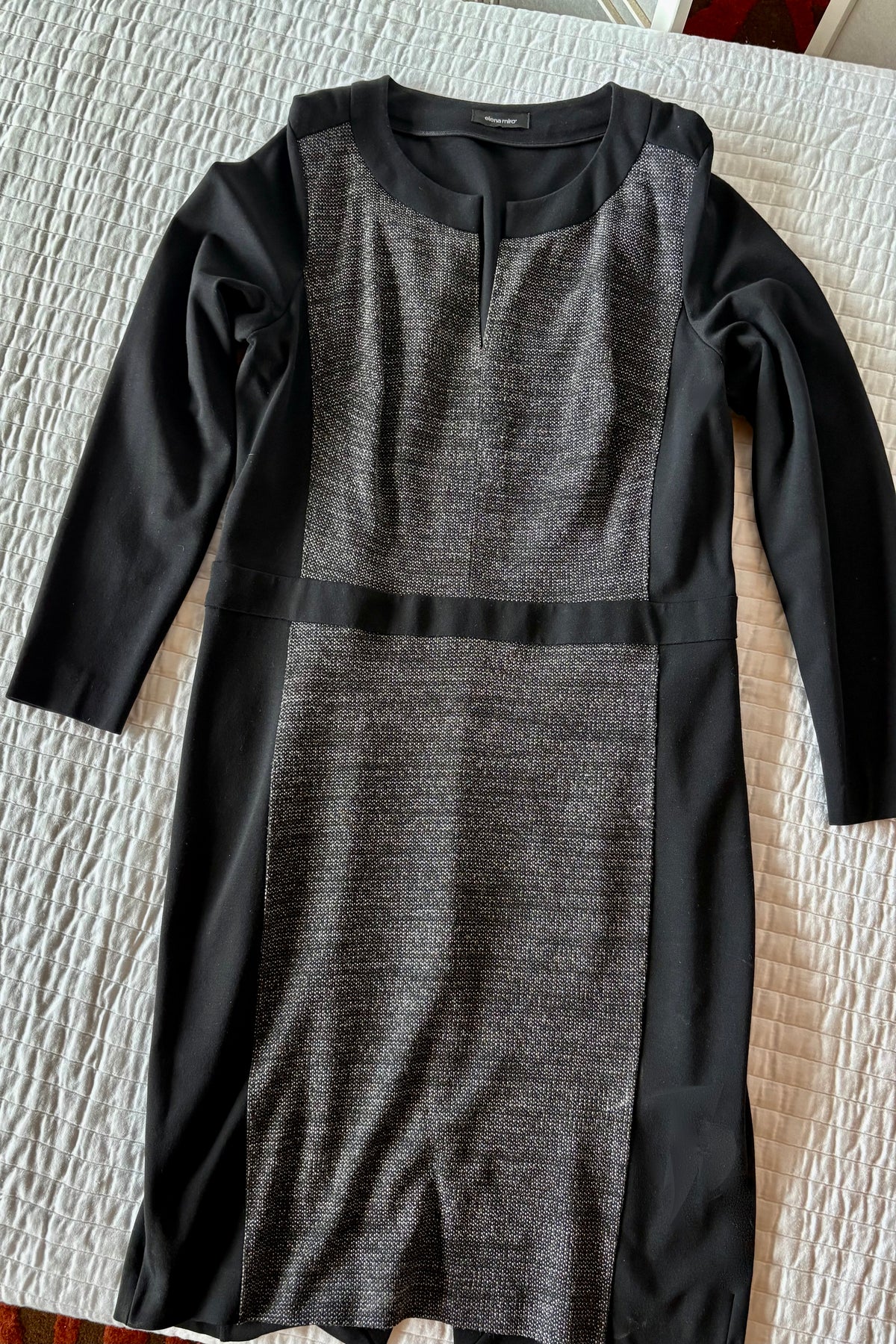 Elena Mirò Color Block Black & Tweed Dress Size US 16- 18
