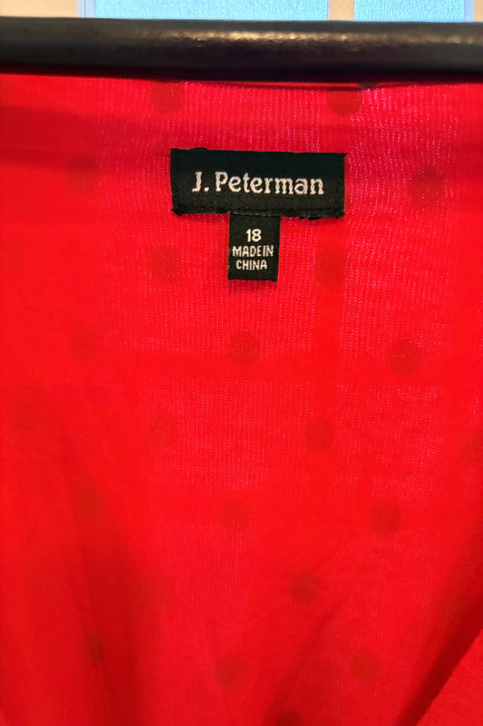 J. Peterman Red Dress with Black Polka Dots, Size 18