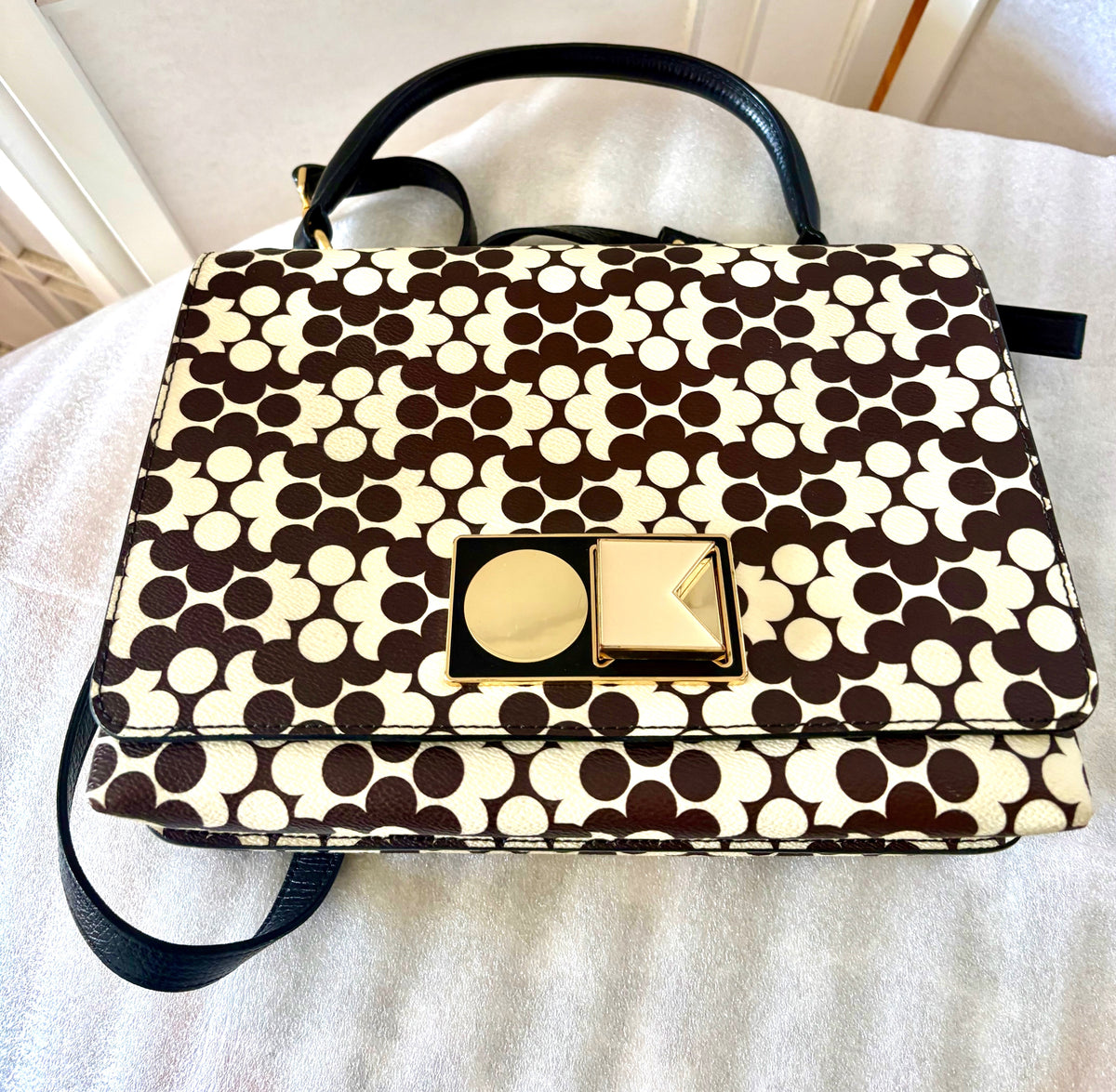 Orla Kiely Tote Bag Brown and White Abstract Flowers