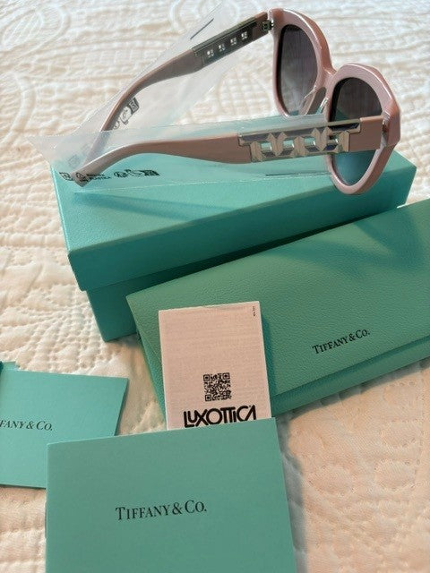 Tiffany & Co. NWT Oversized Rose Pink Frame Sunglasses with Case and Accessories