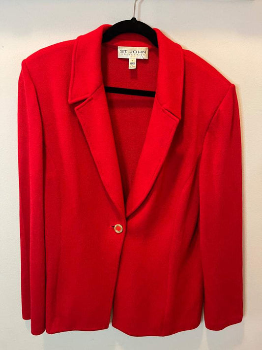 St. John Knit Red Jacket Size 16