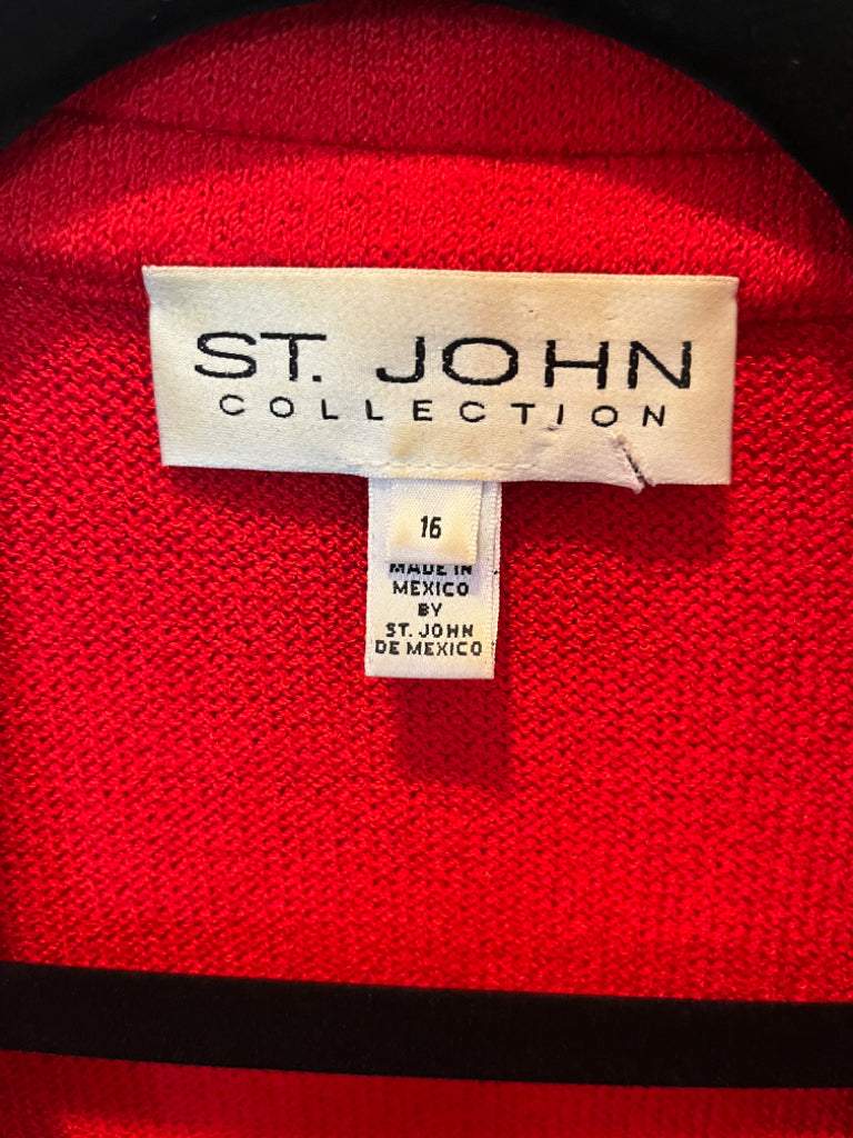 St. John Knit Red Jacket Size 16