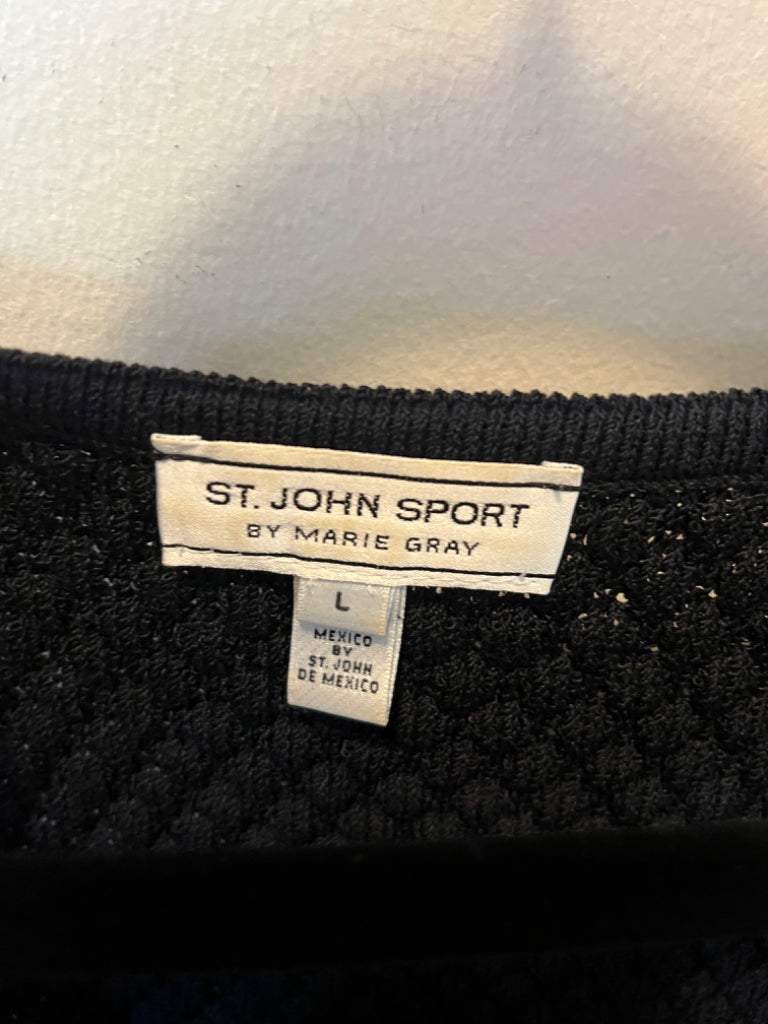 St. John Sport Textured Knit Black Shell Size Large