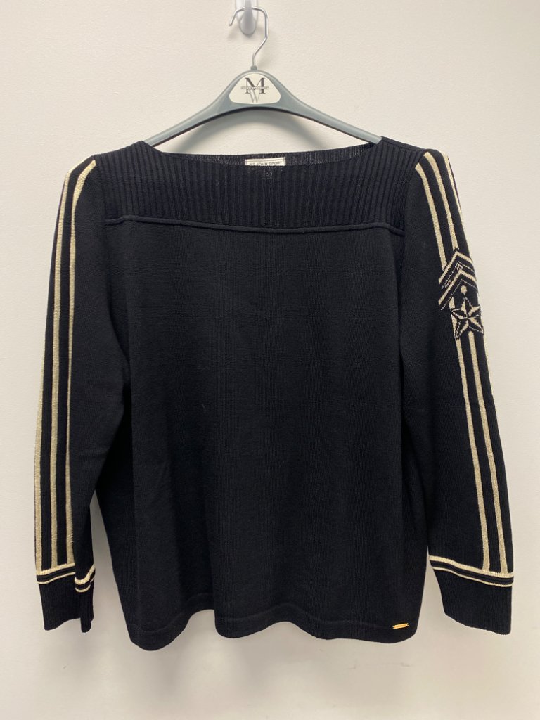 St John Sport L Black Knitted Blouse