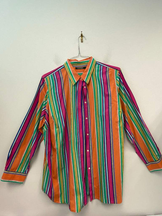 Ralph Lauren 18w Multicolor Striped Button up Blouse