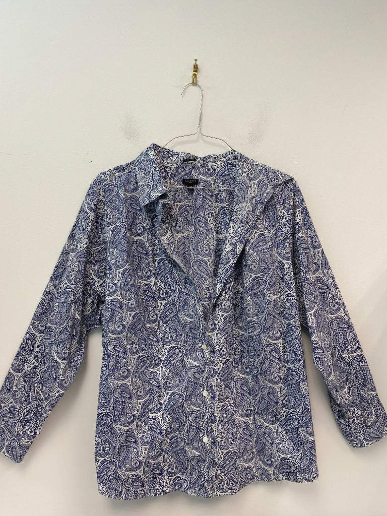 Talbots 20W Blue Paisley Button up Blouse