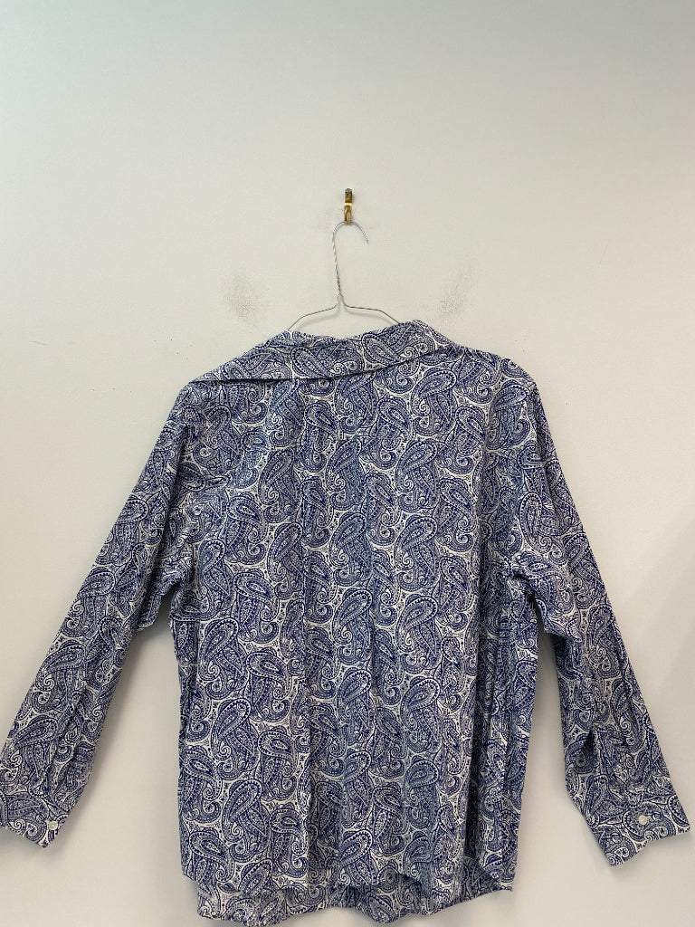 Talbots 20W Blue Paisley Button up Blouse