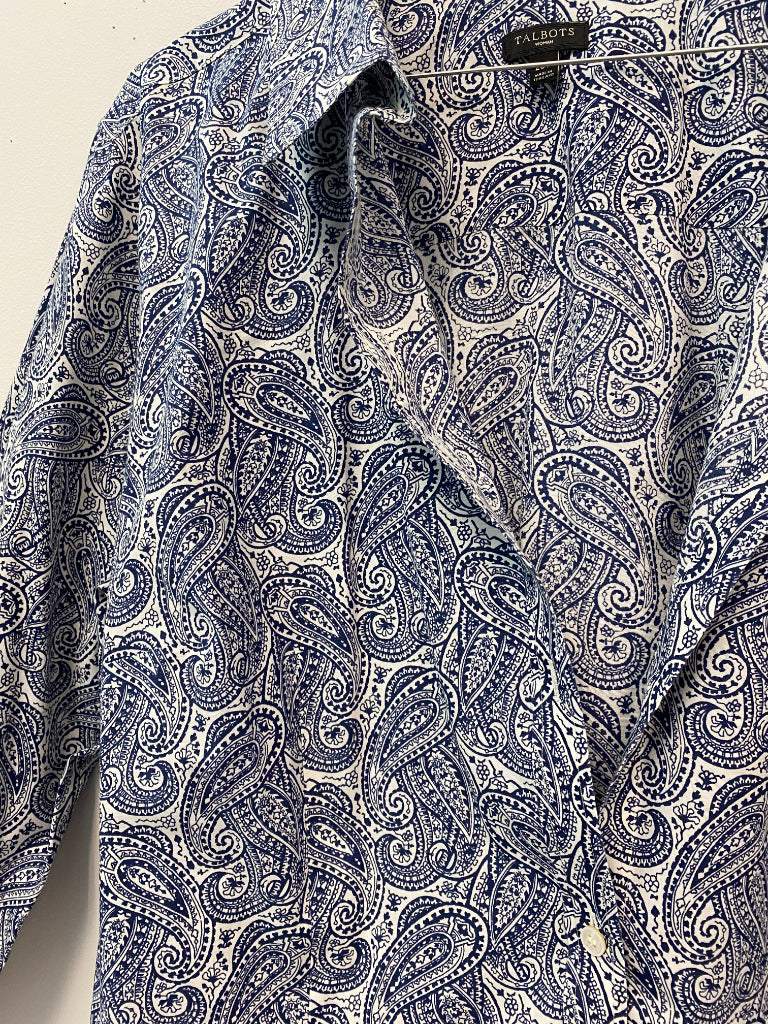 Talbots 20W Blue Paisley Button up Blouse