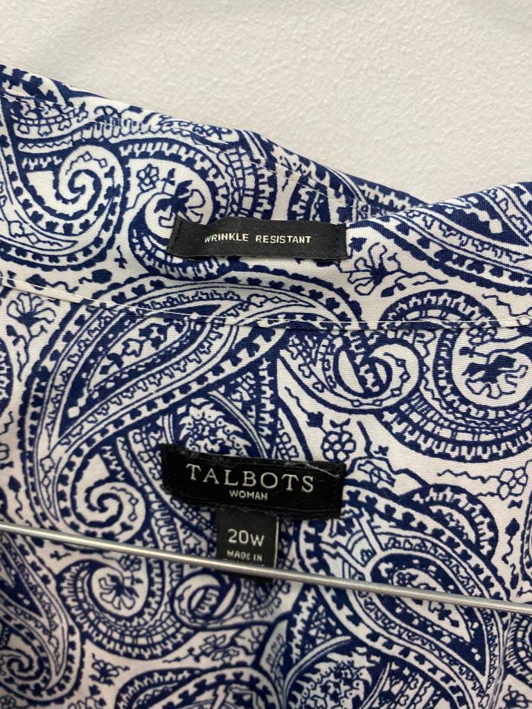 Talbots 20W Blue Paisley Button up Blouse