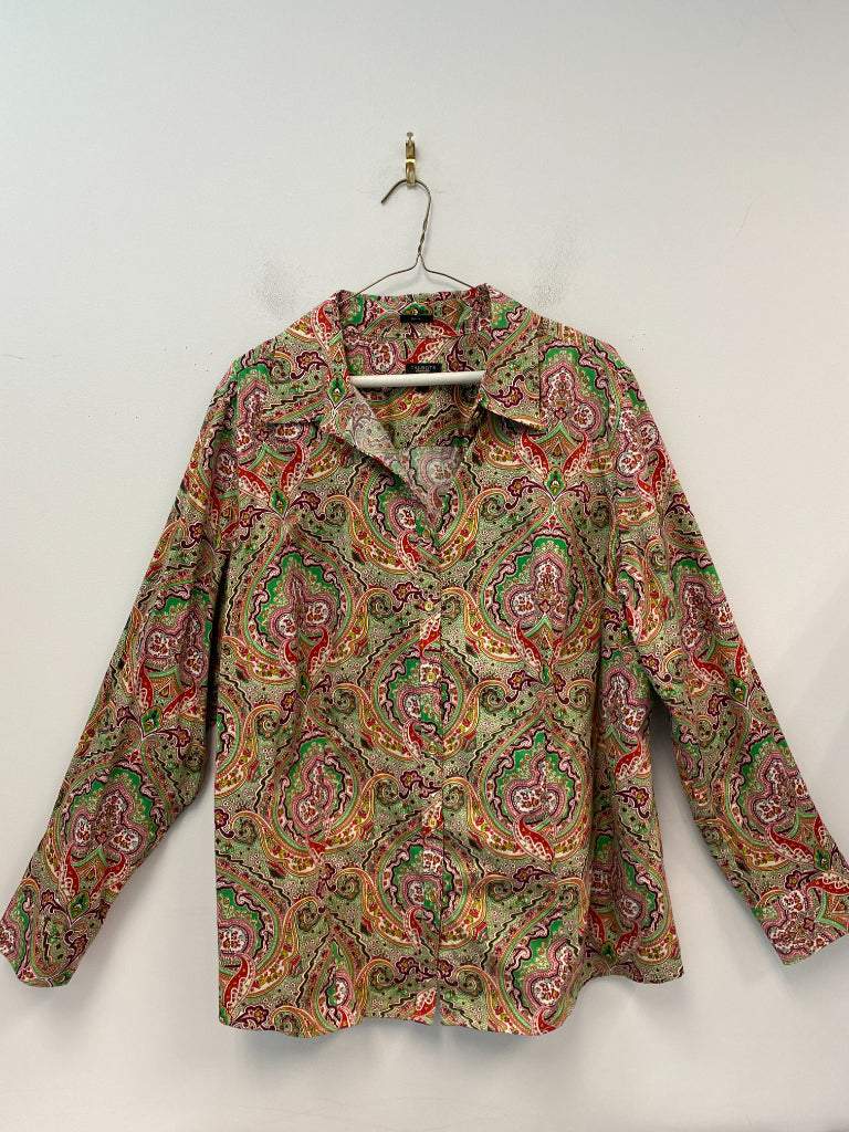 Talbots 20W Multicolor Paisley Button up Blouse