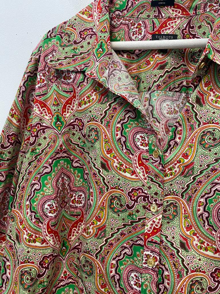 Talbots 20W Multicolor Paisley Button up Blouse