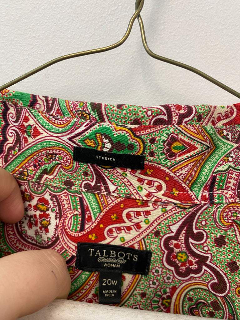 Talbots 20W Multicolor Paisley Button up Blouse