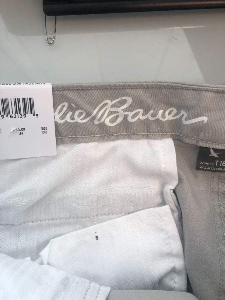 Eddie Bauer Size T16 Light Gray Cotton Blend Cropped Pants (NWT)