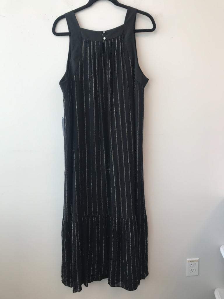 Rachel Roy Size 1X Viscose Blend Black/Gold Striped Maxi Dress NWT