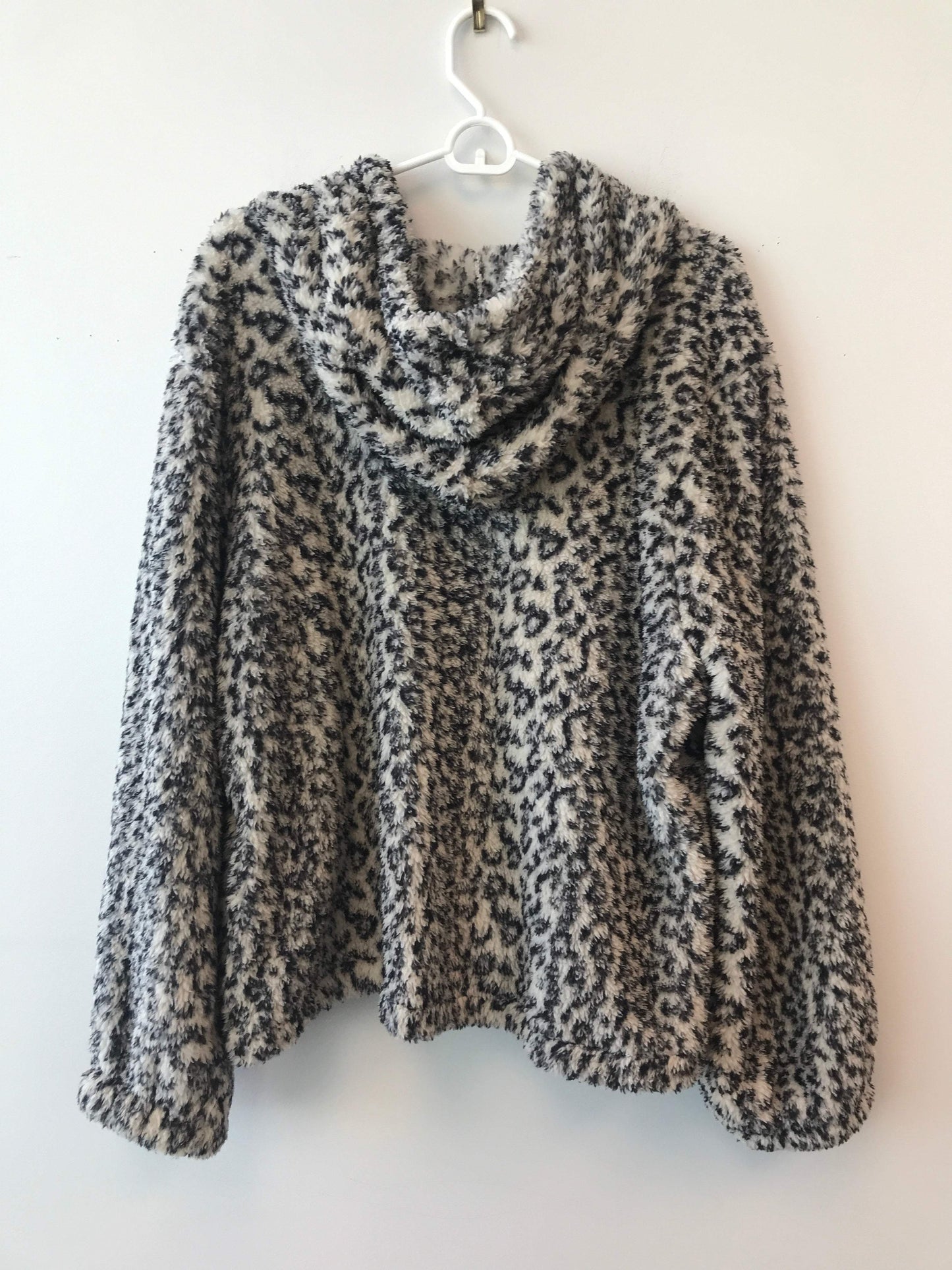 Bobeau Size 1X Polyester Leopard Print Zip-Up Sweatshirt NWT