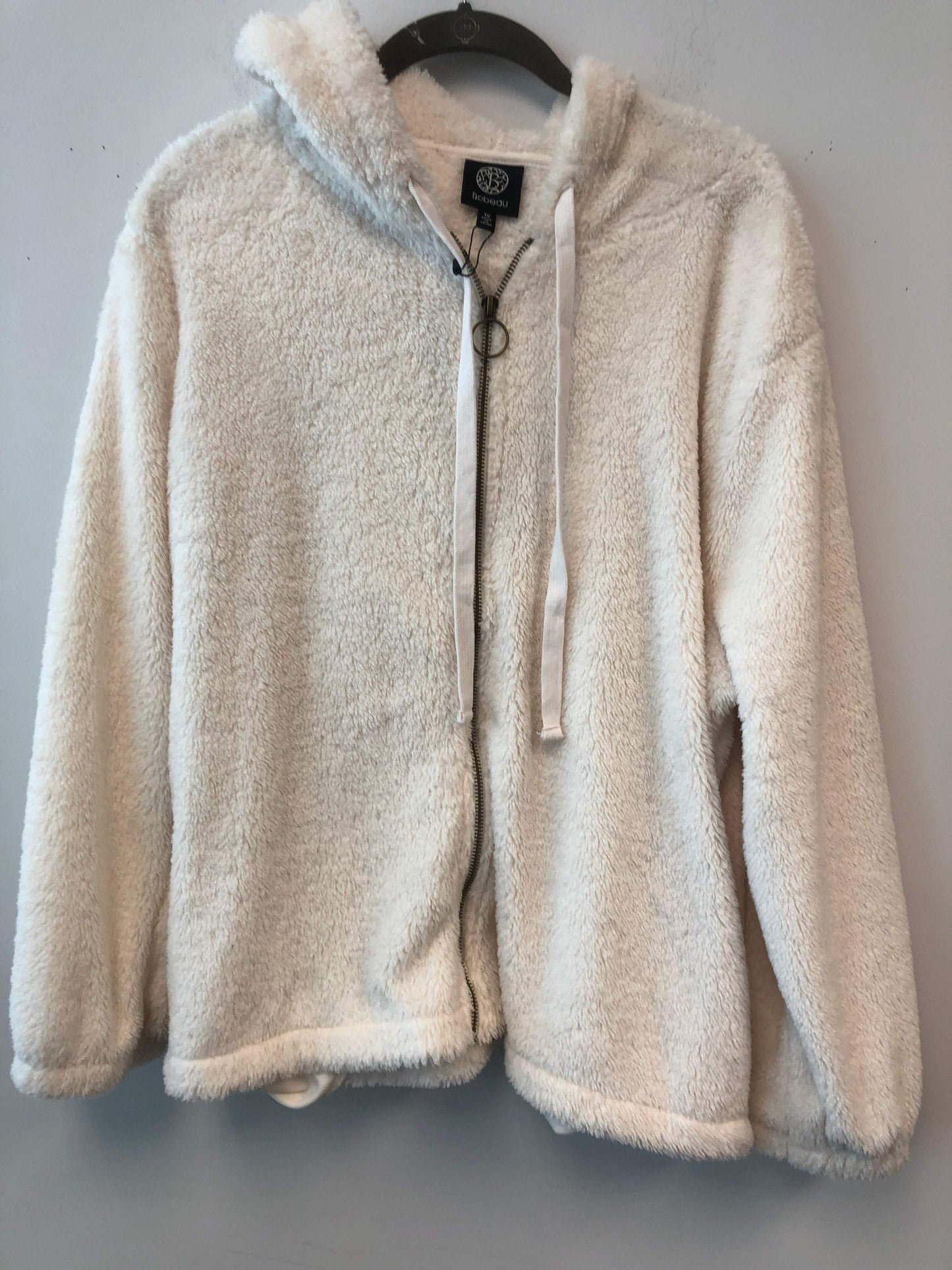 Bobeau White 1X Polyester Zip Up Sweatshirt (NWT)