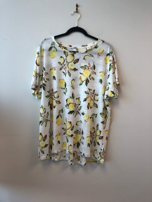 Cynthia Rowley 2X Lemon Patterned Linen Shirt (NWT)