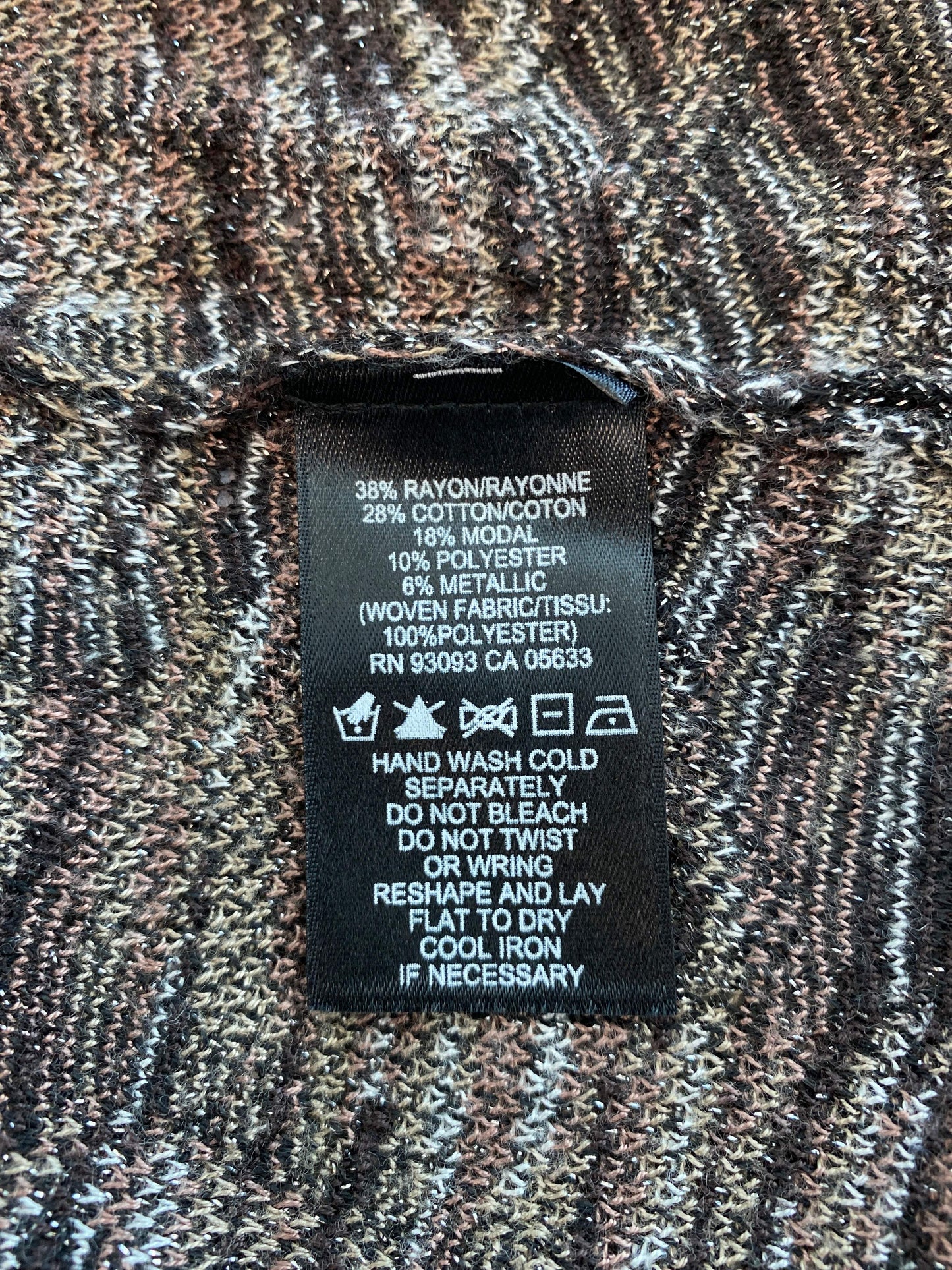 Zozo Black/Multi XL Rayon/Cotton Sweater NWT
