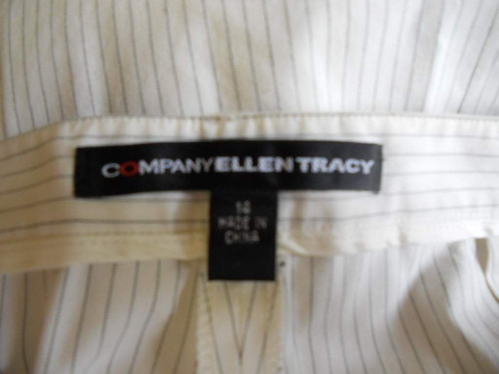 Company Ellen Tracy Size 14 Cotton White Pants with Black Stripes Pants