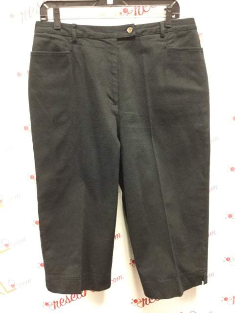 Charter Club Size 14 Black Casual Crop Cotton Blend Capri Pants