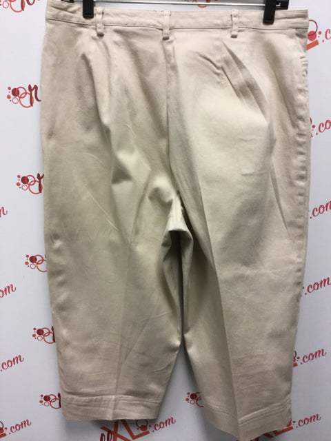 Charter Club Size 14 Khaki Casual Crop Cotton Blend Capri Pants