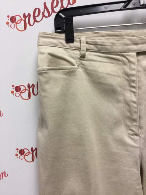 Charter Club Size 14 Khaki Casual Crop Cotton Blend Capri Pants